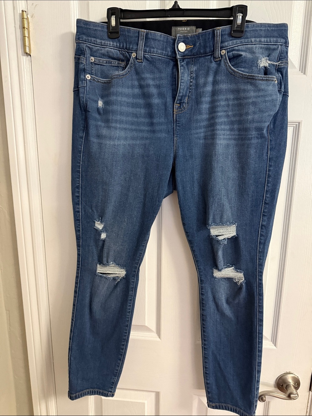 torrid Dark Blue Distressed Skinny Jeans